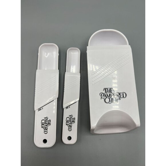 Pampered Chef Adjustable Measuring Spoon Cup Set Tablespoon Teaspoon Cup White - Picture 1 of 8